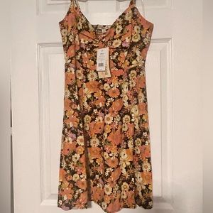 NWT Small Rewind Black Floral Dress - With Cutout